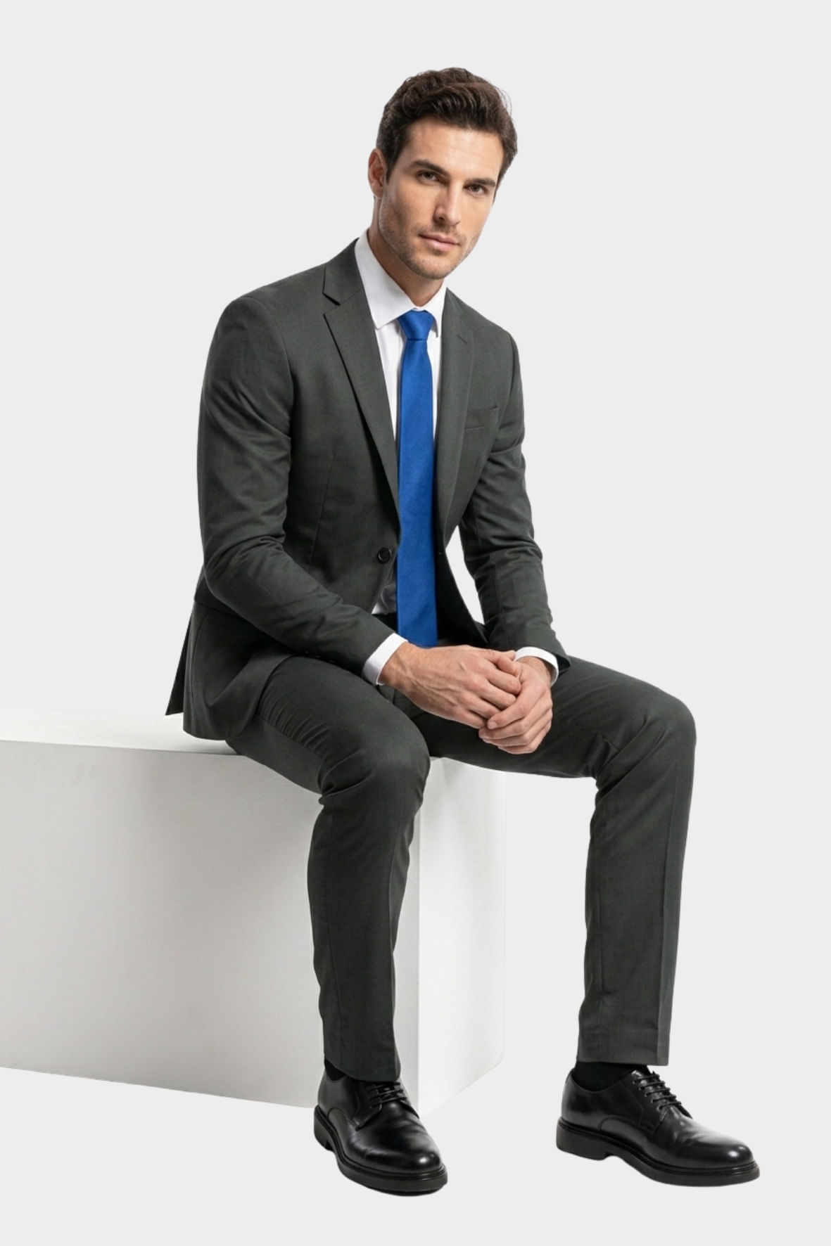 Terno Poliviscose Elastano Liso Cinza Chumbo - Hover